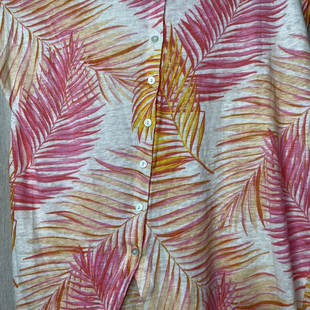 Tahari - Floral/Beach/Tropical Linen Top Size Med -Pink & Orange - Back Buttons - Picture 6 of 6